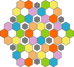 geometrical structure of the game board forms 7 hexagonal zones